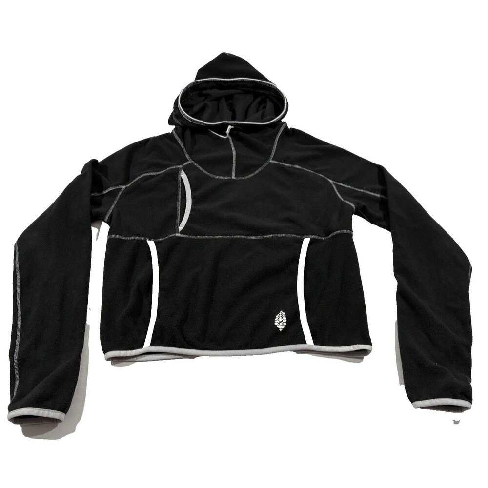 Free People FP Movement Womens On the Run Black Hoodie Pullover Sweater Beach XS - Picture 3 of 13